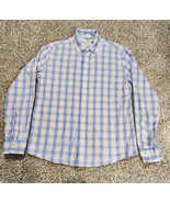 Faherty The Movement Blue Pink Plaid Supima Long Sleeve Button Shirt Men... - $41.07 CAD