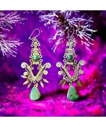 Sterling silver natural turquoise Antique chandelier earrings~High End Q... - $332.96 CAD