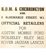 1954 KDM And Cherrington London Car Dealership Advertisement Automobilia... - $365.67 MXN