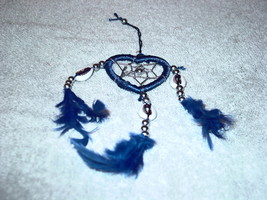 DREAMCATCHER WITH SHELLS HEART SHAPED DARK BLUE COLOR - £6.21 GBP