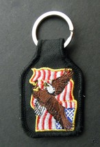 USA EAGLE FLAG HOME OF THE BRAVE EMBROIDERED KEY RING 2.75 X 3.75 INCHES - £4.43 GBP