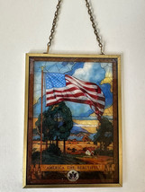 Vtg America the Beautiful Stained Glass Window Hanging Panel by Jack Woodson 5x7 - £19.97 GBP