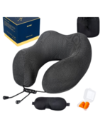 MLVOC Memory Foam Neck Pillow Contoured Eye Mask and Earplugs Travel Kit... - $19.76