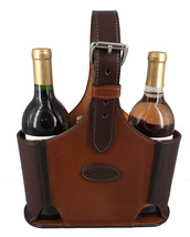 Executive Leather Wine Carrier For 2 Bottles + Cheese &amp; Crackers In 4 Styles Usa - £191.00 GBP