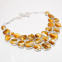 Yellow Mother Of Pearl Gemstone Handmade Fashion Necklace Jewelry 18&quot; SA 4112 - $14.99