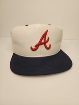 Vintage Atlanta Braves Drew Pearson Snapback Cap Hat White with Red Logo 90s - £37.19 GBP