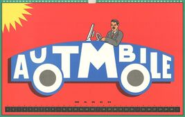 SEYMOUR CHWAST Cars IV 12&quot; x 19&quot; Lithograph 1996 Advertising - $82.17