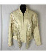 Vintage Western World By Shaf Women&#39;s Size XL Ivory Lamb Skin Jacket w/F... - $161.29 CAD