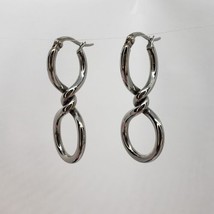 JCM Stainless Steel Infinity Knot Statement Modernist Earrings Silver Tone - £15.14 GBP