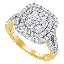 14kt Yellow Gold Princess Diamond Cluster Bridal Wedding Engagement Ring 1.00 - £1,274.41 GBP