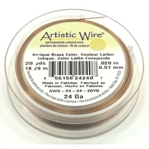 Artistic Wire Beading Craft Wrapping Antique Brass 24 Gauge 60ft - £16.40 GBP