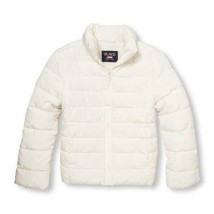 Girls Jacket Puffer Childrens Place White Zip Lightweight Water Resistant-sz 5/6 - £19.99 GBP