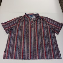 Vintage Paisley Blouse Top Notch Short Sleeve Collared Shirt Women’s Chest 54" image 9