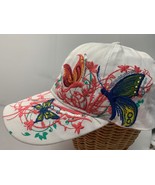 Pretty fun baseball cap hat cotton unisex women butterfly dragonfly white - $491.35 MXN