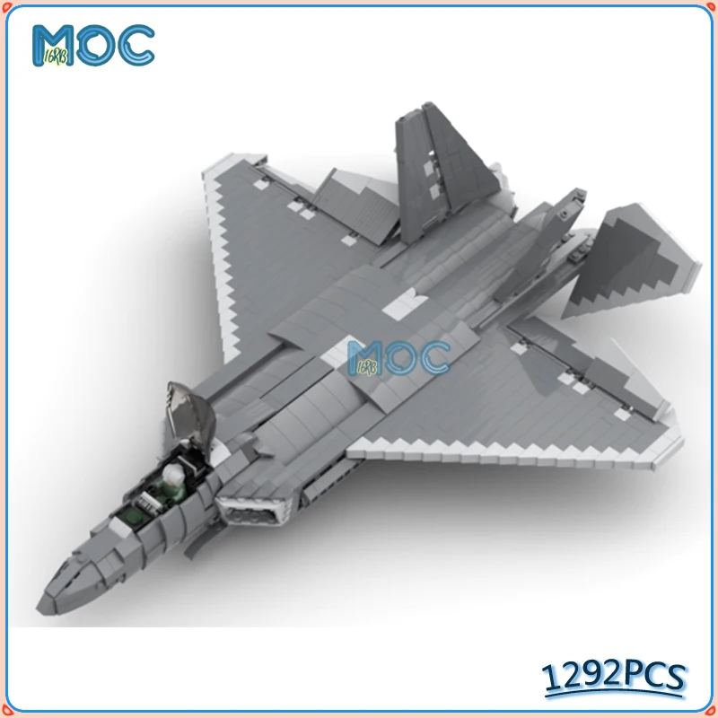 MOC Building Blocks F-22 Raptor Military Technical Stealth Fighter Plane - £155.78 GBP