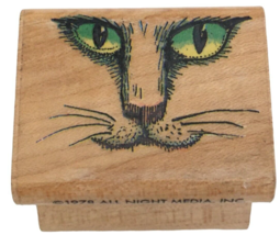 All Night Media Rubber Stamp Catface Cat Face Smile Animal Intensity Card Making - $9.99
