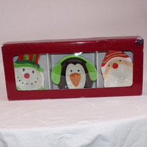 New Ceramic Set Of 3 Condiment Candy Nut Dishes Santa Snowman  Penguin C... - $9.74