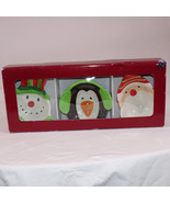 New Ceramic Set Of 3 Condiment Candy Nut Dishes Santa Snowman  Penguin C... - $9.74