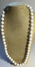 Necklace White Beads Large Individually Tied Hangs about 14 Inches Vintage - £5.41 GBP