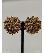 JOAN RIVERS Vintage Gold Tone Rhinestone Texture Cluster Clip On Earrings - $47.52