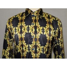 Men Oscar Banks Turkey Shirt Satin Singer Performer 6268-07 Black Gold Floral image 8