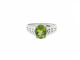 Silver Peridot Solitaire Ring Natural Peridot Solitaire Engagement Band ... - £43.46 GBP