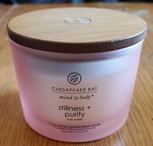 Chesapeake Bay Mind &amp; Body Stillness + Purity Rose Water 11oz 3 Wick Candle - £13.15 GBP