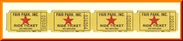 Vintage Fair Park Amusement Park Ride Tickets, Nashville, Tennessee/TN - $5.00