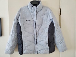 Columbia Sky Blue Two-Tone Insulated Puffer Down Jacket Coat Sz L - £46.62 GBP