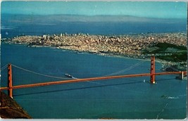 Aerial View Golden Gate Bridge San Francisco California Postcard 1967 - £4.05 GBP