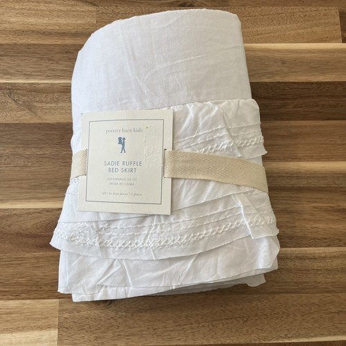 Pottery Barn Kids White Full Sadie Ruffle Bed Skirt New With Tags $129 New - $75.99
