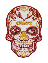 Kansas City Chief Sugar Skull NFL Football Embroidered Iron On Patch Bills - £9.94 GBP+