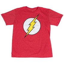 DC Comics The Flash Symbol Glow Ink Youth T-Shirt Red - £19.79 GBP