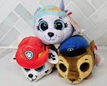  Ty Beanie Boos 4&quot; Teeny Tys Paw Patrol Marshall, Chase, Everest Plush T... - $22.72