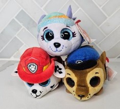  Ty Beanie Boos 4&quot; Teeny Tys Paw Patrol Marshall, Chase, Everest Plush Toys Lot - £18.16 GBP