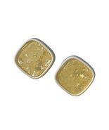 Vintage Yellow Lucite Square Clip On Earrings Iridescent Glitter Stateme... - $17.10
