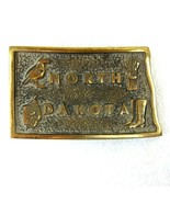 Vintage North Dakota Belt Buckle Solid Brass Shape State Bird Bison Buff... - £31.96 GBP