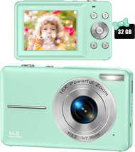 Digital Camera, Fhd 1080P Digital Camera For Kids Video Camera With 32Gb, Green - £51.12 GBP