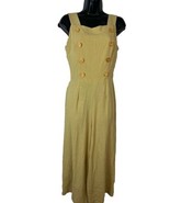 Jumpsuit Good Luck Gem Straight Wide Leg Light Brown Square Neck Button XS - $13.70