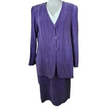 Vintage Purple Suede Suit Jacket and Skirt Set Size 12 Petite  - $34.65
