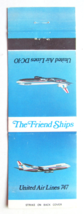 United Air Lines 747 &amp; DC-10 - The Friend Ships 20 Strike Matchbook Cover - £1.37 GBP