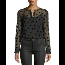 $330 EQUIPMENT sheer polkadot blouse S silk+velvet long sleeve SIMON but... - £49.09 GBP