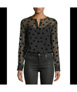 $330 EQUIPMENT sheer polkadot blouse S silk+velvet long sleeve SIMON but... - £48.86 GBP