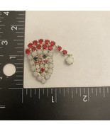 VTG Santa Brooch Rhinestones Christmas Hat Pin - £8.12 GBP