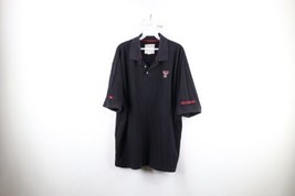 Vintage Mens XL Faded Spell Out Texas Tech University Collared Polo Shirt Black - £30.99 GBP