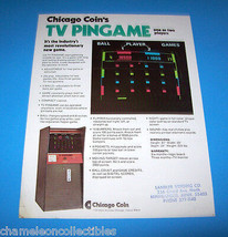 Tv Pingame Chicago Coin 1973 Original Video Arcade Game Flyer Ping Pong Retro - $19.89