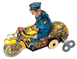 Vintage 1930&#39;s Marx Tricky Police Motorcycle Tin Litho Wind Up Toy - £219.92 GBP