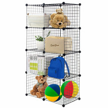 Wire Cube Shelves DIY 8 Cube Grid Organizer Wardrobe Organizer Bookcase ... - £65.94 GBP
