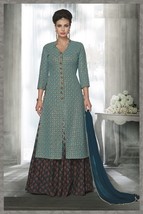 Readymade Jacket style Georgette Top with bottom &amp; Dupatta FreeSize upto 42/XL - £75.04 GBP