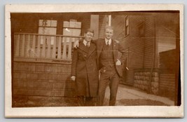 RPPC Handsome Young Men Arm n Arm at Porch Postcard H26 - £7.15 GBP